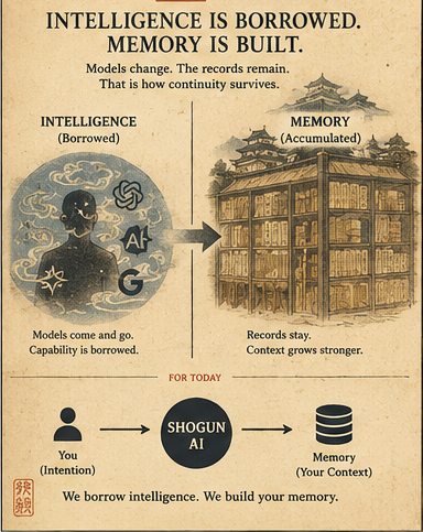 Intelligence is borrowed, memory is built: models change, the records remain